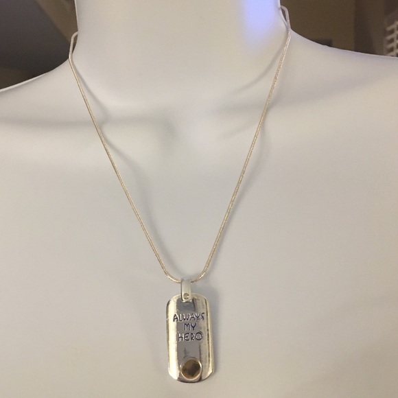 Silver plated “Always My Hero” pendant & chain - Picture 2 of 5